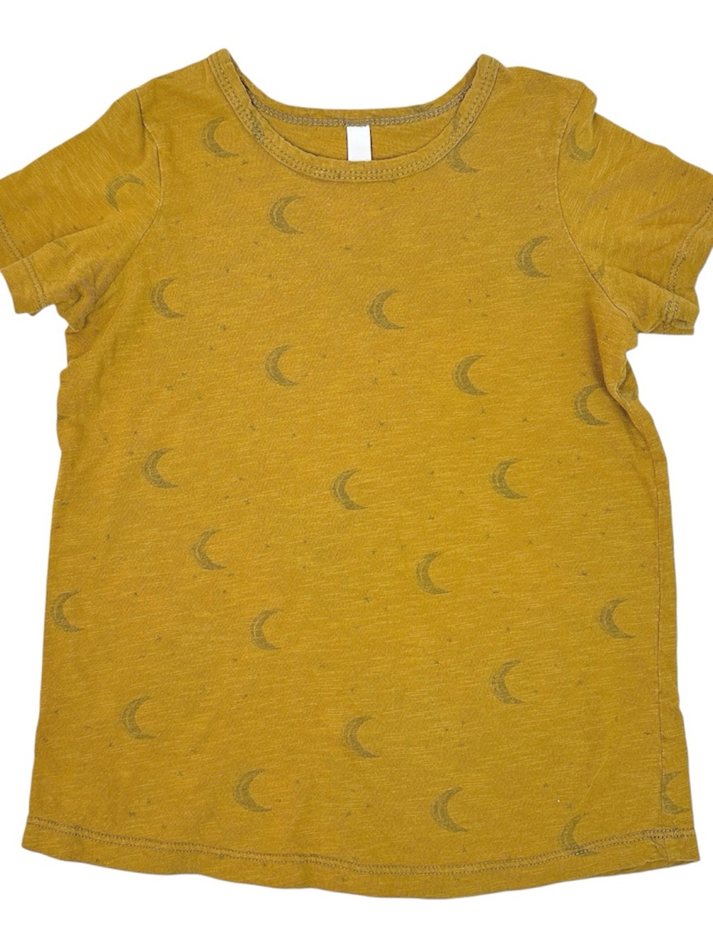 Girls' Mustard Short Sleeve Tee with Crescent Moon Print